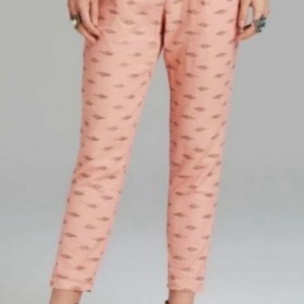 Free People Peach Patterned Ankle Pants